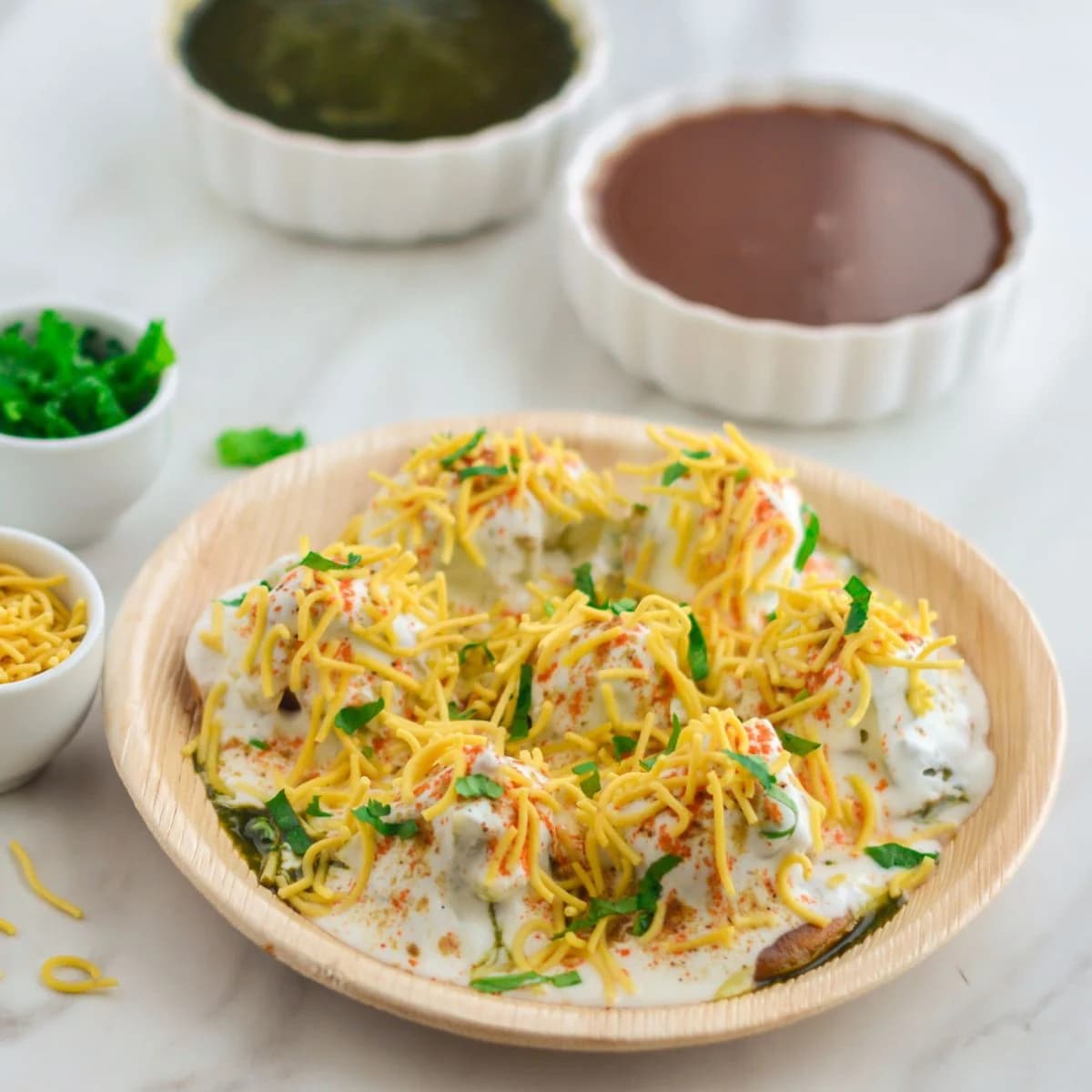 Dahi papdi chaat, chilled & ready